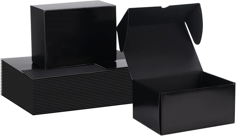 Rempry 8x6x4 Inches Black Shipping Boxes, 20 Pack Small Business Corrugated Cardboard Mailer for Shipping Packaging, Gifts Wrap Boxes with Lids - Image 1